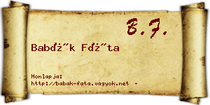 Babák Fáta névjegykártya